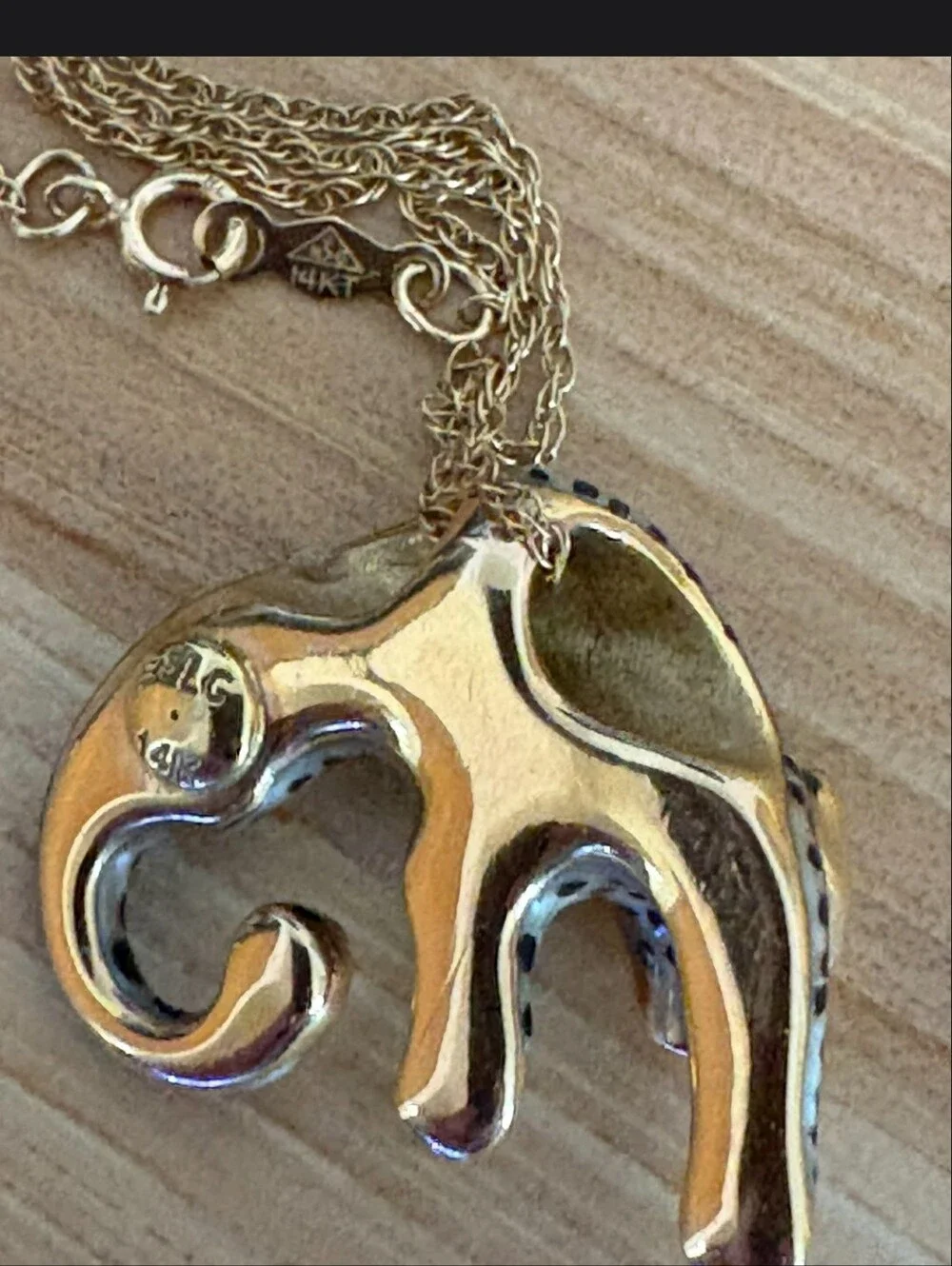 Leopard Cheetah Pendant Necklace - 14K Gold, Orange & Black Enamel - Picture 4 of 7